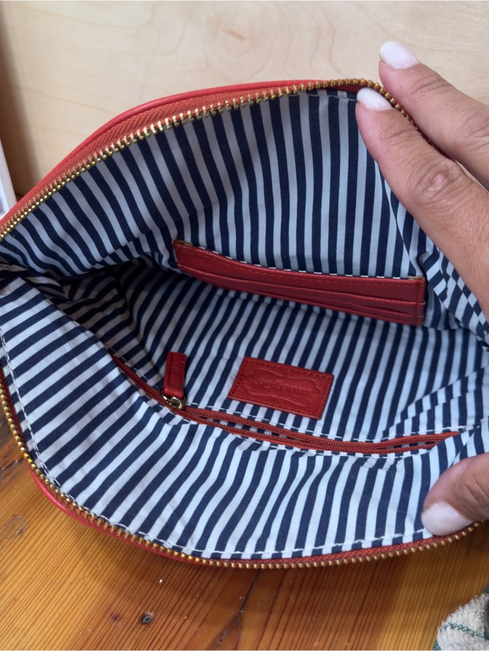 Mud pie Red orange Leather Fold-Over Wristlet Clutch - Picture 7 of 8